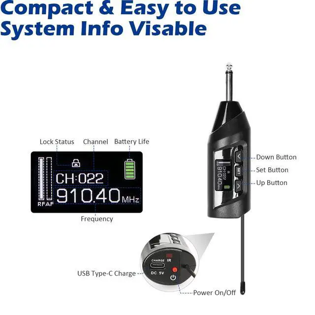 Alt view image 7 of 7 - TR15 Wireless Clip-On Saxophone Microphone System | For sax and trumpet, Preset EQ and echo, 196 ft range, Rechargeable, 4.5-hour runtime, Solo vocals and band performances