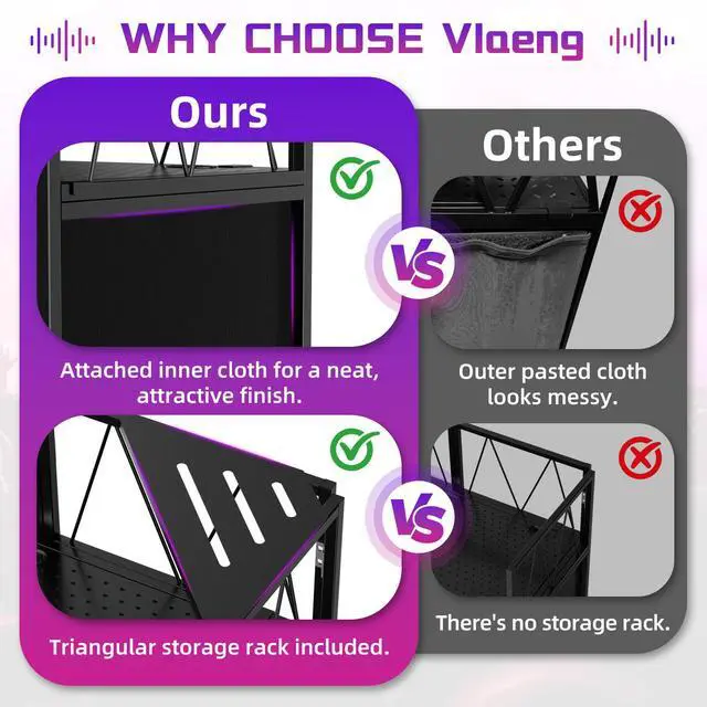 Alt view image 4 of 7 - Portable DJ Booth Facade Stand, DJ Table Stand, DJ Facade Booth with White & Black Scrims, Includes Carry Bag & Two Top Corners Table, Tool-Free Setup, for Parties, Events, Studios (40"L x 20"W)