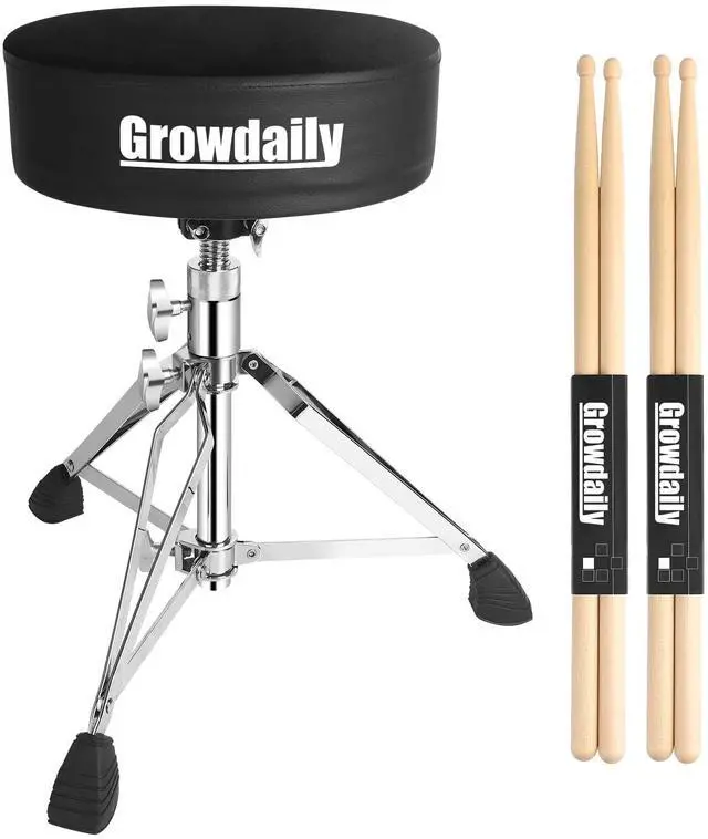 Main image of Drum Throne Seat,Adjustable Stool Drum Universal Thick Padded Drum Throne Drummer Stool with 2Pacs 5A Drumsticks