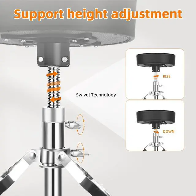 Alt view image 4 of 6 - Drum Throne Seat,Adjustable Stool Drum Universal Thick Padded Drum Throne Drummer Stool with 2Pacs 5A Drumsticks