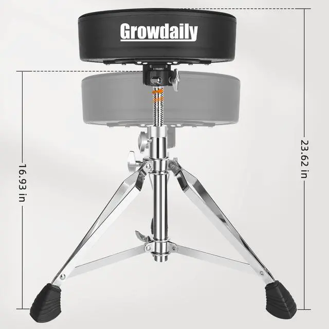 Alt view image 2 of 6 - Drum Throne Seat,Adjustable Stool Drum Universal Thick Padded Drum Throne Drummer Stool with 2Pacs 5A Drumsticks