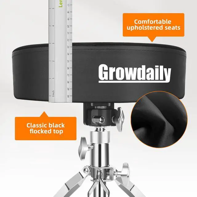 Alt view image 6 of 6 - Drum Throne Seat,Adjustable Stool Drum Universal Thick Padded Drum Throne Drummer Stool with 2Pacs 5A Drumsticks