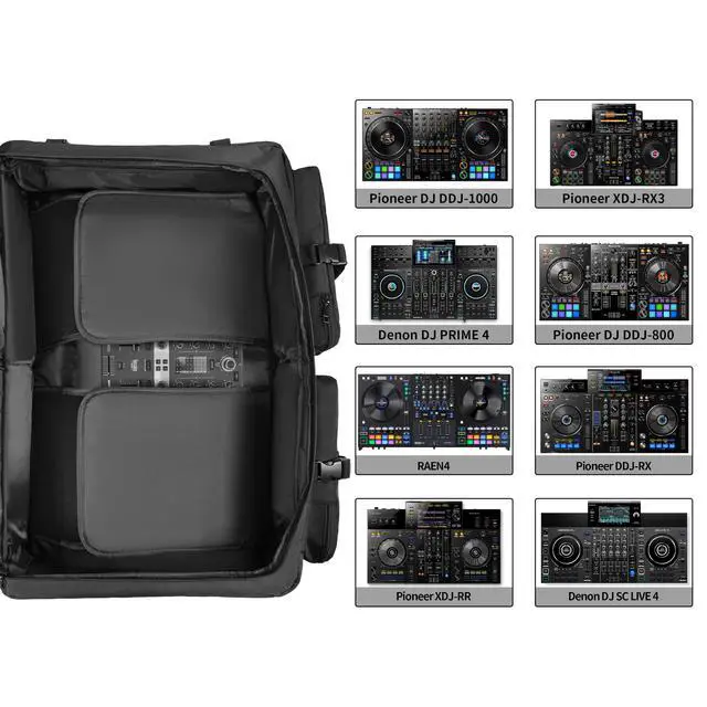 Alt view image 2 of 7 - DJ Backpack for Club Gigs, DJ Mixer Case Compatible with Pioneer DDJ-REV7, Pioneer DDJ-RX, Denon DJ SC LIVE 4, Novation Launchkey 49 and More Equipment