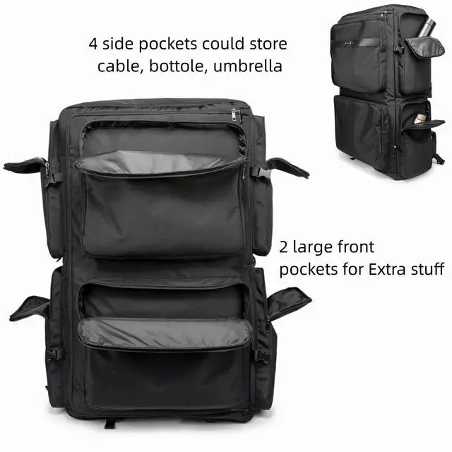 Alt view image 4 of 7 - DJ Backpack for Club Gigs, DJ Mixer Case Compatible with Pioneer DDJ-REV7, Pioneer DDJ-RX, Denon DJ SC LIVE 4, Novation Launchkey 49 and More Equipment