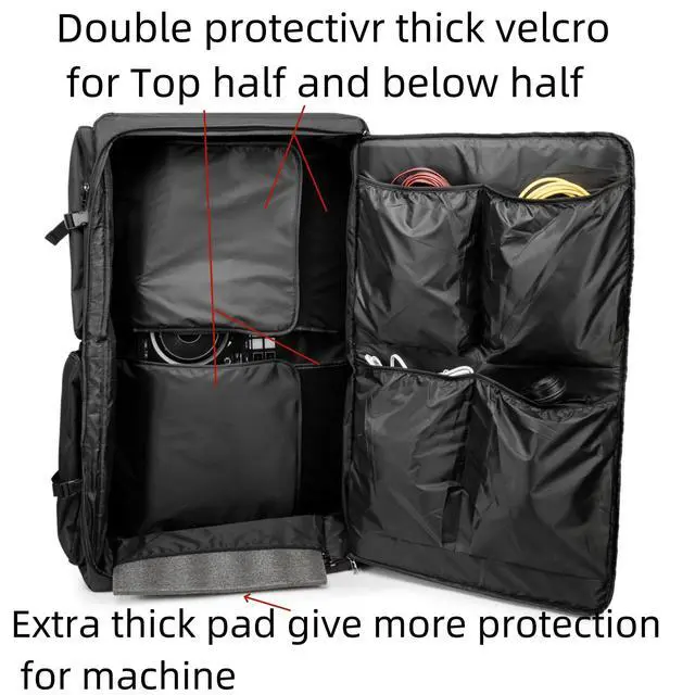 Alt view image 5 of 7 - DJ Backpack for Club Gigs, DJ Mixer Case Compatible with Pioneer DDJ-REV7, Pioneer DDJ-RX, Denon DJ SC LIVE 4, Novation Launchkey 49 and More Equipment