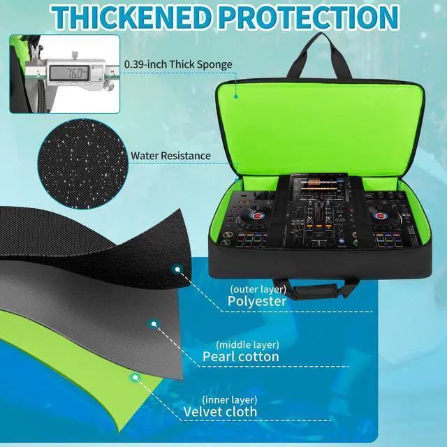 Alt view image 3 of 7 - DJ Controller Storage Bag Case Fits for XDJ-RX2/XDJ-RX3/DDJ-REV5 | Fits for DDJ-REV7/Denon DJ Prime 4/MCX8000 Padded DJ Travel Carrying Bag