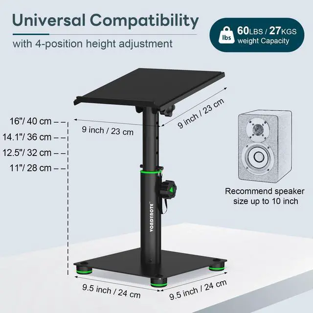 Alt view image 2 of 7 - Desk Studio Monitor Stands 11"-16" Monitor Speaker Stands 12°Tilt | Pair, Height Adjustable, Metal, For Studio Monitors Laptops or Projectors