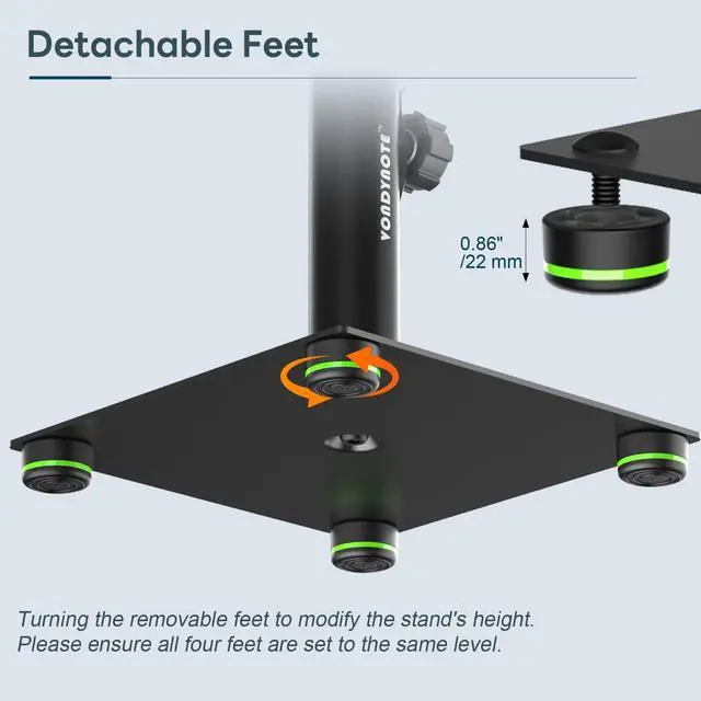 Alt view image 4 of 7 - Desk Studio Monitor Stands 11"-16" Monitor Speaker Stands 12°Tilt | Pair, Height Adjustable, Metal, For Studio Monitors Laptops or Projectors