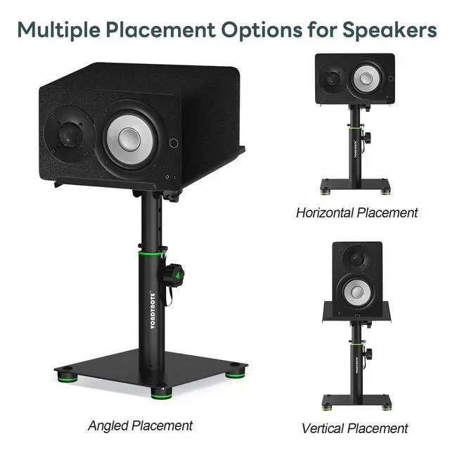 Alt view image 6 of 7 - Desk Studio Monitor Stands 11"-16" Monitor Speaker Stands 12°Tilt | Pair, Height Adjustable, Metal, For Studio Monitors Laptops or Projectors