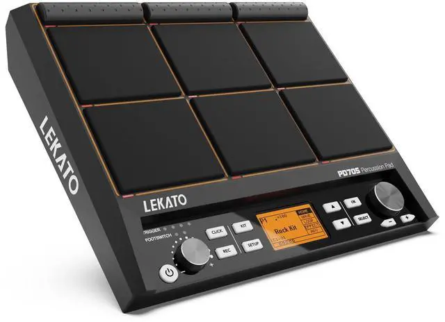 Main image of Percussion Sample Pad, Electric Drum Pad with 9 Velocity-Sensitive Drum Pad, Electronic Drum Set Pad Multipad with MIDI out, USB MIDI, AUX, Looper, Trigger inputs, 592+ Sounds (PD705)