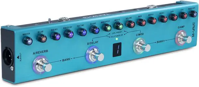 Main image of TANK-G Multi-effects Guitar Pedal, 36 Presets, Rechargeable Battery, Delay, Reverb, Modulation, Preamp, Darkgreen