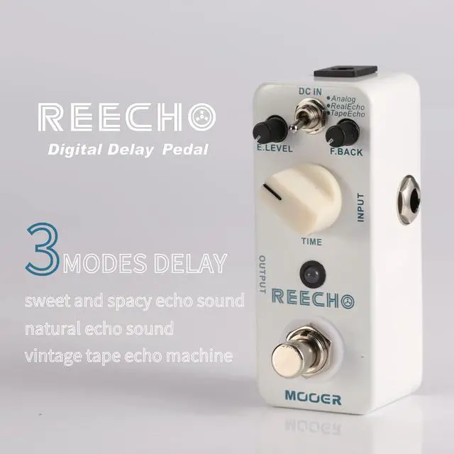 Alt view image 3 of 5 - Reecho Delay Guitar Effects Pedal with 3 Modes, Analog, Real, Tape, Vintage Tap Echo Machine