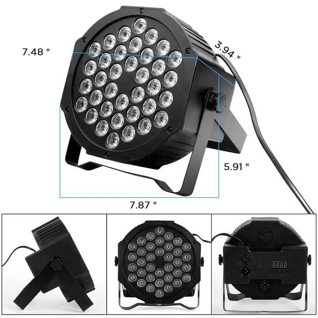 Alt view image 2 of 6 - Dj Lights, 4 Pack 36 LED Par Lights Stage Lights with Sound Activated Remote Control & DMX Control, Stage Lighting Uplights for Wedding Club Music Show Christmas Holiday Party Lighting