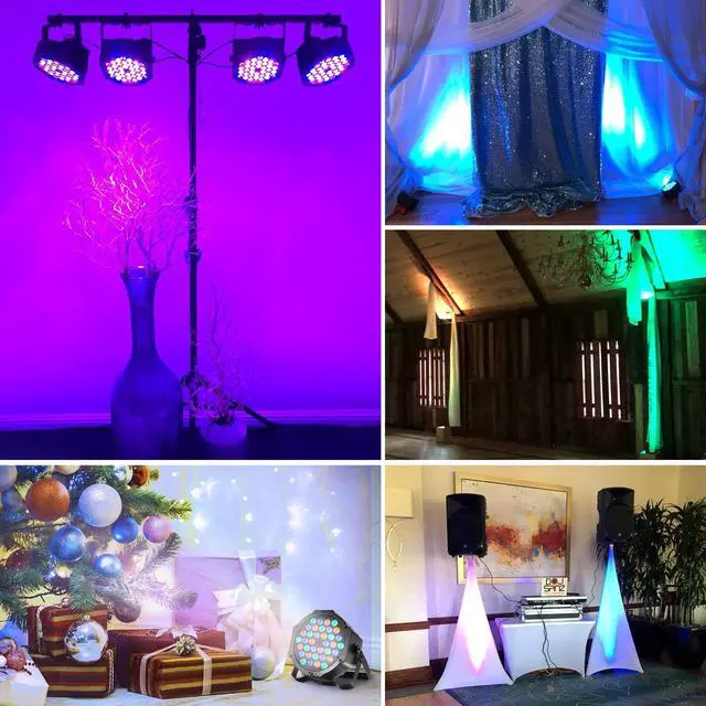 Alt view image 6 of 6 - Dj Lights, 4 Pack 36 LED Par Lights Stage Lights with Sound Activated Remote Control & DMX Control, Stage Lighting Uplights for Wedding Club Music Show Christmas Holiday Party Lighting