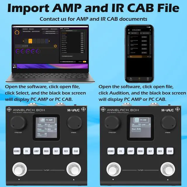 Alt view image 4 of 7 - ANN Black Pedal Box Multi Effects Guitar Base Pedal - 80 Editable Presets With APP Create Your Paremeters Build in Battery