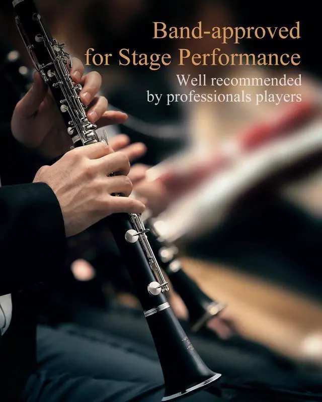 Alt view image 3 of 7 - B Flat Clarinet for Intermediate Beginners, Upgraded Ebonite Bb Clarinet Silver-plated with 2 Barrels, 4C Mouthpiece, Hard Case, Cleaning Kit, ECL-400