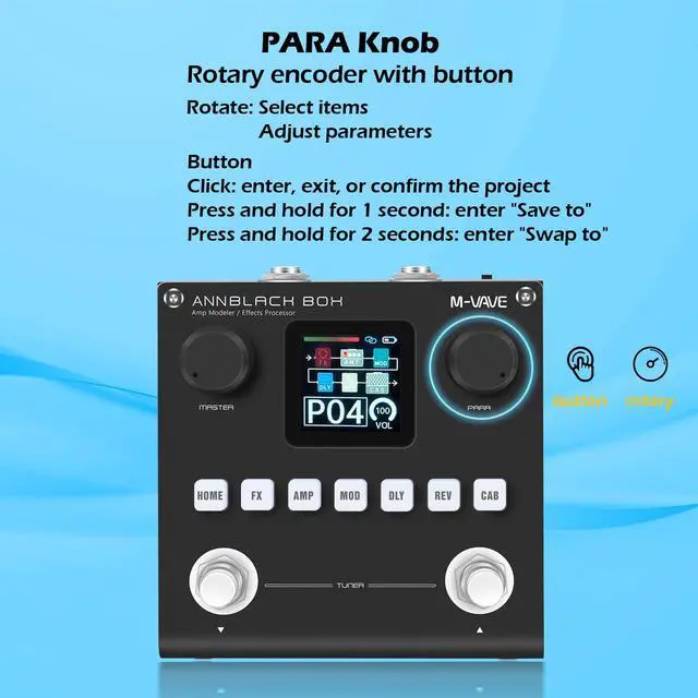 Alt view image 2 of 7 - ANN Black Pedal Box Multi Effects Guitar Base Pedal - 80 Editable Presets With APP Create Your Paremeters Build in Battery