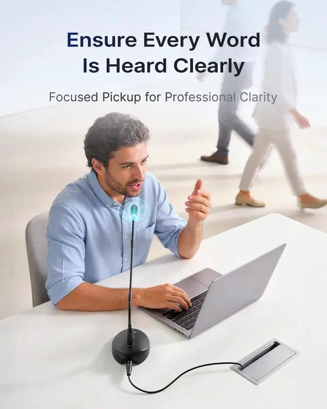 Alt view image 2 of 7 - BY-GM18CB Desktop Gooseneck Condenser Microphone with Base for Lecture | 18" Podium Microphones with LED Indicator, XLR Mic for Meetings Video Conferences Streaming
