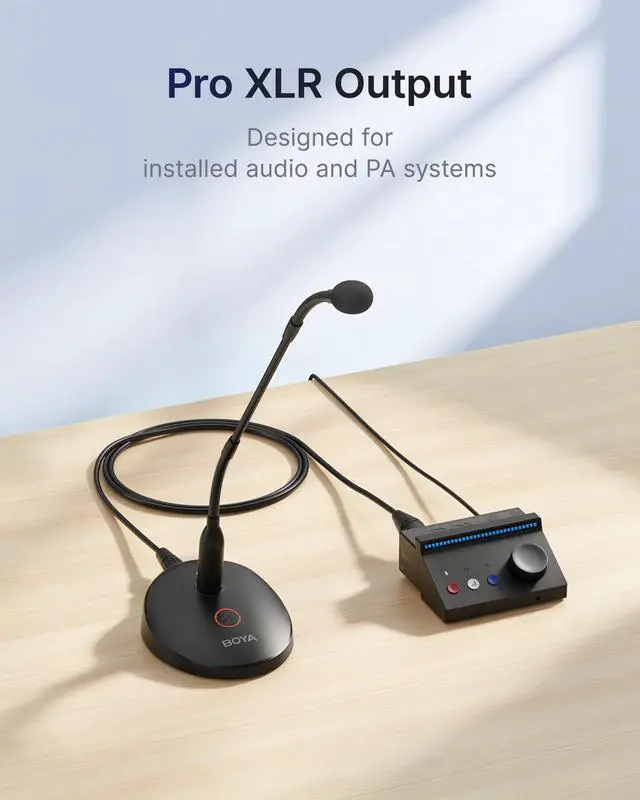 Alt view image 5 of 7 - BY-GM18CB Desktop Gooseneck Condenser Microphone with Base for Lecture | 18" Podium Microphones with LED Indicator, XLR Mic for Meetings Video Conferences Streaming