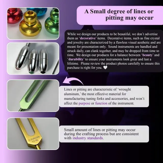 Alt view image 4 of 7 - 9pc Secret Solfeggio Tuning Fork Set for Boot Attachments, Purple | Designed Specifically for Use with Boot Attachments Sound Practice, Meditation & Precision Placement