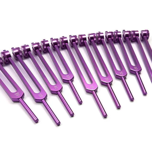 Alt view image 5 of 7 - 9pc Secret Solfeggio Tuning Fork Set for Boot Attachments, Purple | Designed Specifically for Use with Boot Attachments Sound Practice, Meditation & Precision Placement