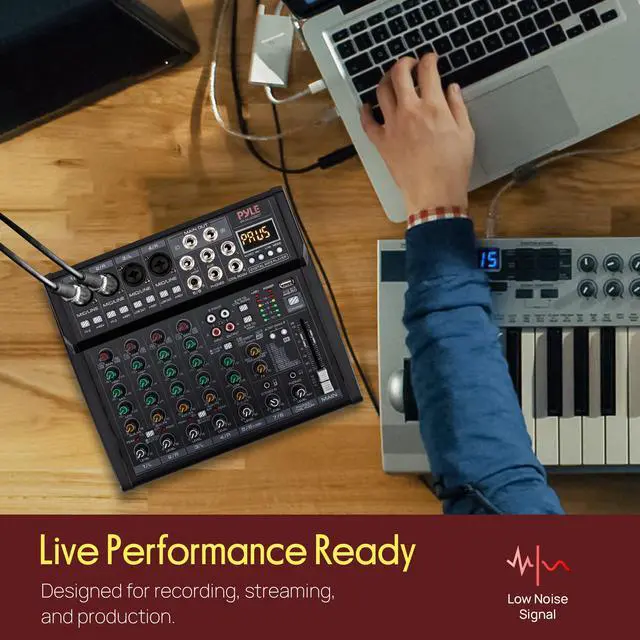 Alt view image 6 of 7 - 8 Channel Studio Mixer - Small Footprint, USB - PC Recording, Bluetooth In, MP3 Player, DSP Effects, +48V Phantom Power, XLR Combo Inputs, Control Room Out, Smooth Dials and Faders - PMX408ST
