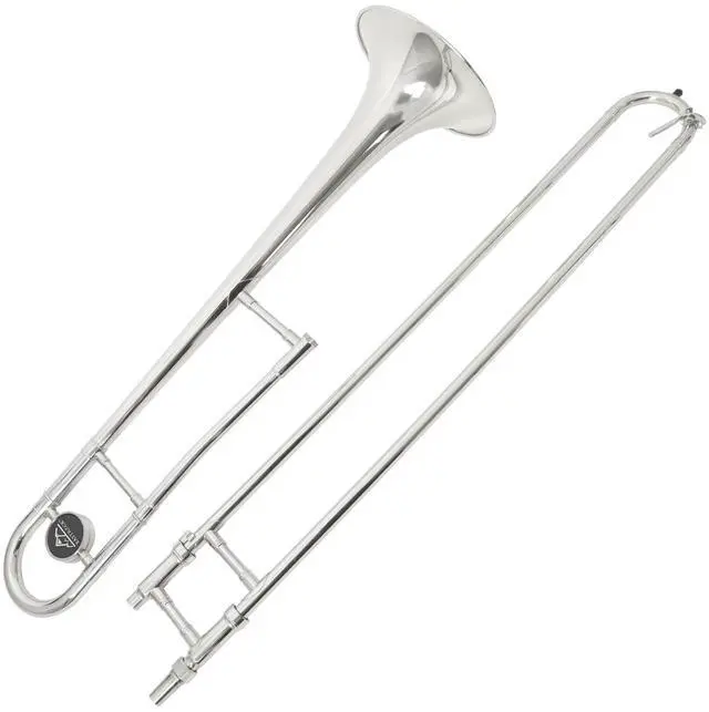 Alt view image 5 of 6 - Bb Tenor Slide Trombone, B Flat Brass Plated Trombone Instrument for Beginners Students with Hard Case, with Mouthpiece, White Gloves (12.5mm/200 mm), Nickel