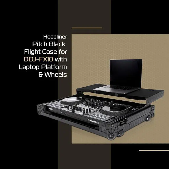 Alt view image 2 of 7 - Headliner Pitch Black Flight Case Compatible with Pioneer DJ DDJ-FLX10 with Laptop Platform & Wheels