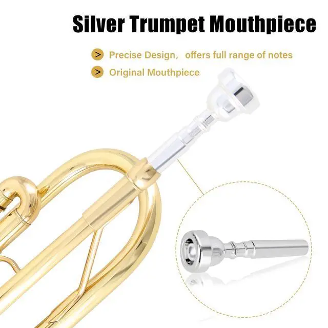 Alt view image 3 of 6 - Bb Trumpet Student Trumpet Standard Trumpets Set with Hard Case, Stand,7C Mouthpiece, Gloves for Beginner, Advanced Students and Adult Gold