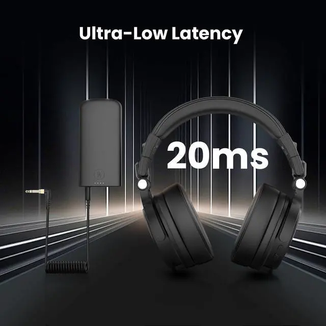 Alt view image 3 of 7 - Studio Max 1 Wireless DJ & Wired Studio Headphones, 20ms Latency | 120H playtime, Hi-Res audio, dual-mic ENC and dongle, Bluetooth or wired modes for studio, guitar and PC