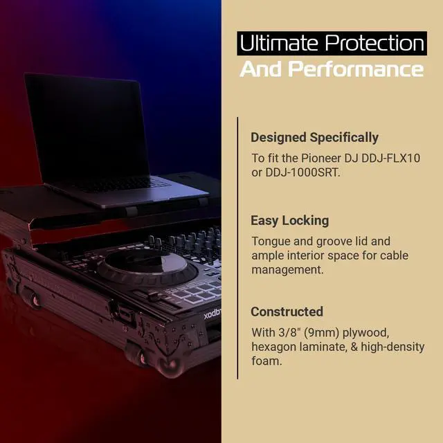 Alt view image 4 of 7 - Headliner Pitch Black Flight Case Compatible with Pioneer DJ DDJ-FLX10 with Laptop Platform & Wheels