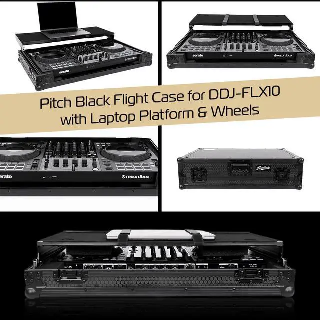 Alt view image 5 of 7 - Headliner Pitch Black Flight Case Compatible with Pioneer DJ DDJ-FLX10 with Laptop Platform & Wheels