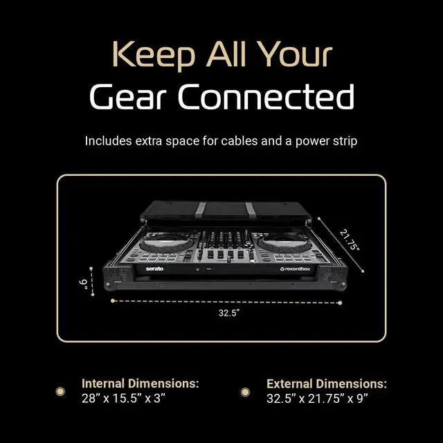Alt view image 6 of 7 - Headliner Pitch Black Flight Case Compatible with Pioneer DJ DDJ-FLX10 with Laptop Platform & Wheels
