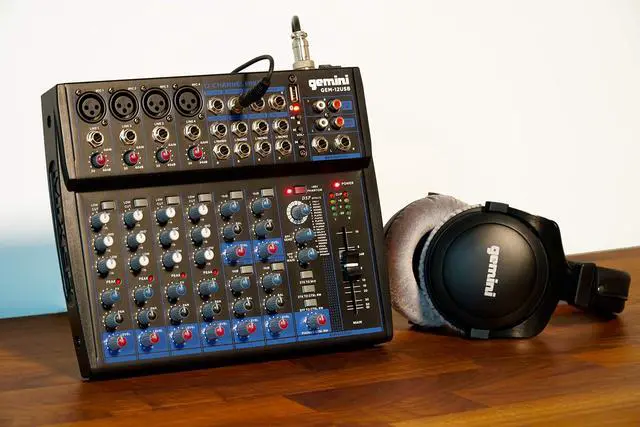 Alt view image 2 of 7 - 12-Channel Bluetooth Audio Mixer with USB & FX (GEM-12USB) | 12-channel Bluetooth mixer with USB & FX - 4 XLR preamps, 48V phantom - multi-FX - USB-C powered