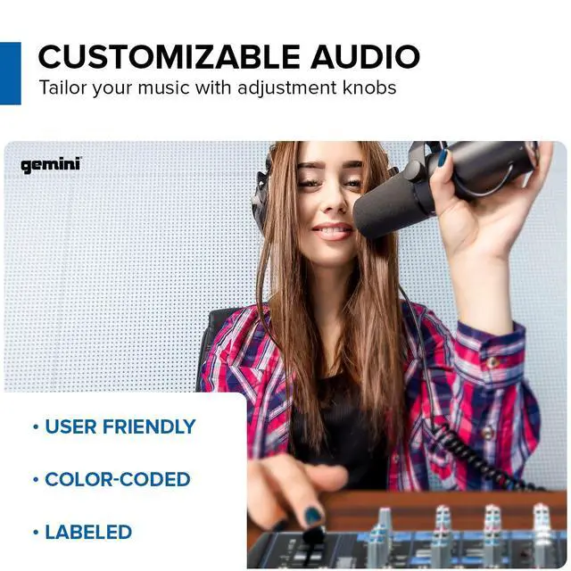 Alt view image 6 of 7 - 12-Channel Bluetooth Audio Mixer with USB & FX (GEM-12USB) | 12-channel Bluetooth mixer with USB & FX - 4 XLR preamps, 48V phantom - multi-FX - USB-C powered