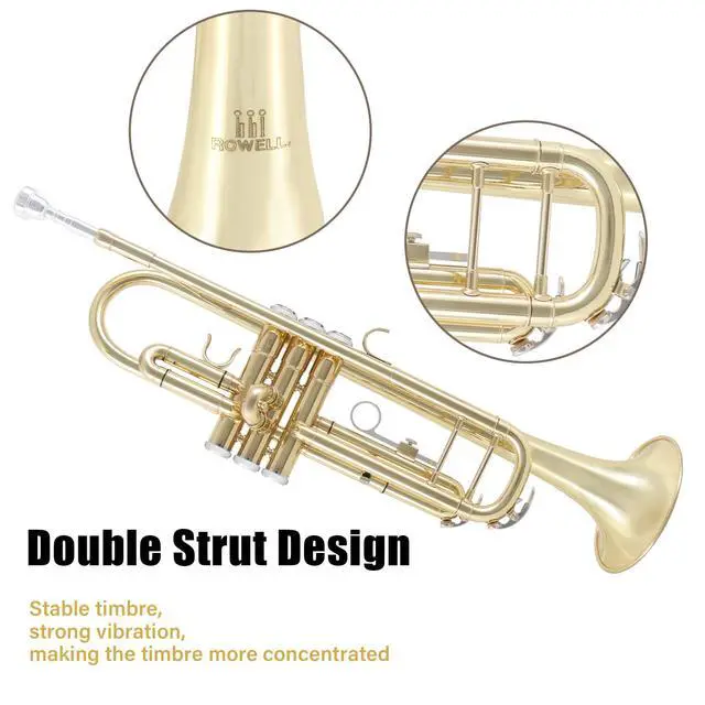 Alt view image 5 of 6 - Bb Trumpet Student Trumpet Standard Trumpets Set with Hard Case, Stand,7C Mouthpiece, Gloves for Beginner, Advanced Students and Adult Gold