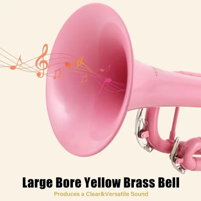 Alt view image 6 of 7 - Bb Standard Trumpet Professional Brass Trumpets for Beginner Standard Student Trumpet Set with Hard Case,7C Mouthpiece,Gloves(Pink)