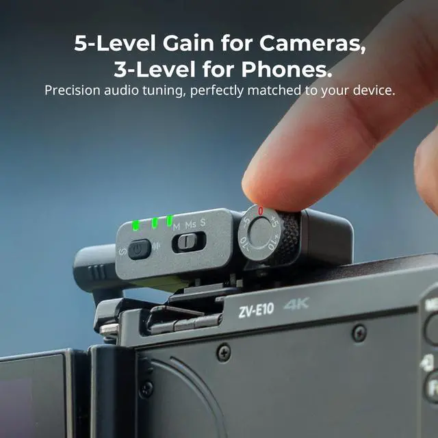 Alt view image 7 of 7 - S70 Wireless Mic (2 TX + 2 RX + Charging Case), Mini Lavalier Microphone for Phone/Camera Content Creation, Noise Cancelling for Vlog/TikTok/Interview etc. (Black)