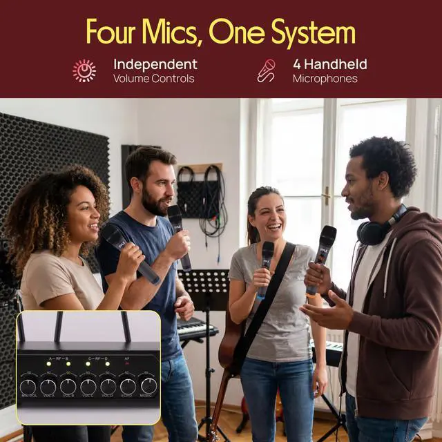 Alt view image 5 of 7 - Wireless Microphones, Professional UHF Dual Microphones for Karaoke, Wireless Dynamic Microphone System Set with Rechargeable Receiver,Plug and Play, Speech, Wedding, Church, PA System