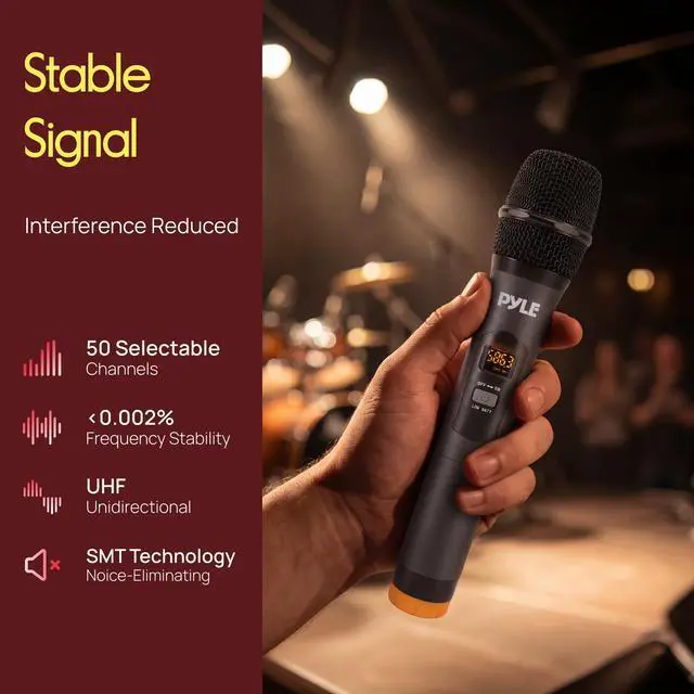 Alt view image 7 of 7 - Wireless Microphones, Professional UHF Dual Microphones for Karaoke, Wireless Dynamic Microphone System Set with Rechargeable Receiver,Plug and Play, Speech, Wedding, Church, PA System
