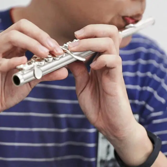Alt view image 6 of 7 - Piccolo Instrument for Beginners Students, Key of C Flute, Hard Case, Cleaning Kit, Gloves, 2-Piece, Nickel Plated, EPC-1