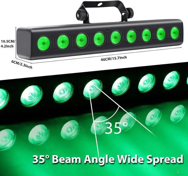 Alt view image 3 of 6 - LED Stage Light Bar,50W LED 4in1 RGBW DJ Lights Bar with Remote Control Sound Activated DMX Stage Lighting Uplights for Church Events Wedding Disco Party Stage DJ Lighting 2Pack