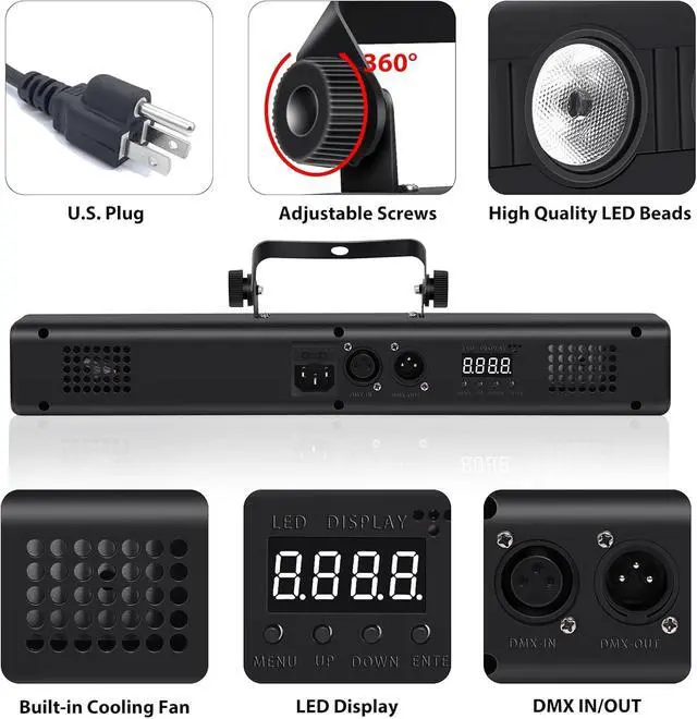 Alt view image 5 of 6 - LED Stage Light Bar,50W LED 4in1 RGBW DJ Lights Bar with Remote Control Sound Activated DMX Stage Lighting Uplights for Church Events Wedding Disco Party Stage DJ Lighting 2Pack