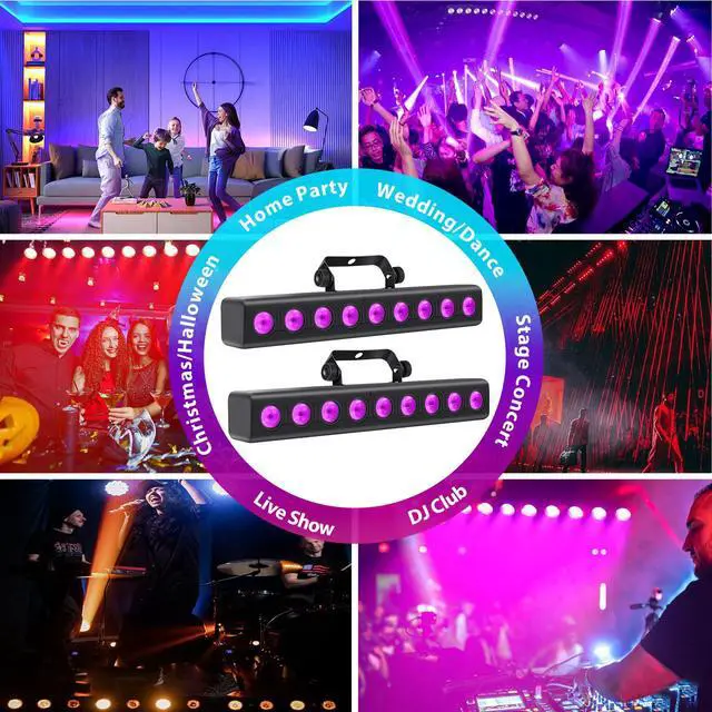 Alt view image 6 of 6 - LED Stage Light Bar,50W LED 4in1 RGBW DJ Lights Bar with Remote Control Sound Activated DMX Stage Lighting Uplights for Church Events Wedding Disco Party Stage DJ Lighting 2Pack