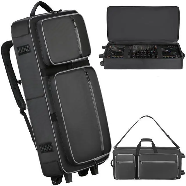 Main image of DJ Controller Soft Case with Wheels Compatible with XDJ XZ / DDJ SZ / RZ | Thick Soft Padded, Multiple Pockets for DJ Controller & Accessories, Backpack Strap & Shoulder Strap & Carrying Handle
