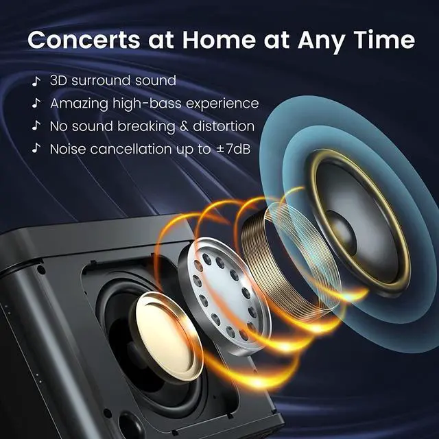 Alt view image 2 of 7 - Karaoke Machine for Adults and Kids, Portable Bluetooth Karaoke Speaker with 2 Wireless Microphones for TV, Singing Karaoke for Home Party, Great Gifts for Boys and Girls