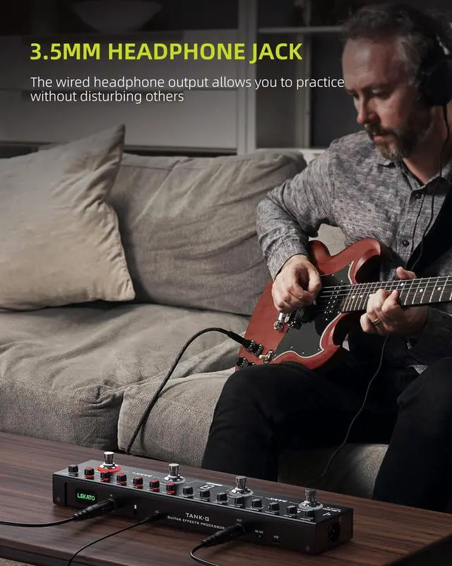 Alt view image 7 of 7 - Multi Effects Guitar Pedal, Guitar Effects Pedal with 36 Presets, Editable 4 Modules, Amp, Chorus, Delay, Reverb, IR CAB, Tuner, BT Connection, Music Recording