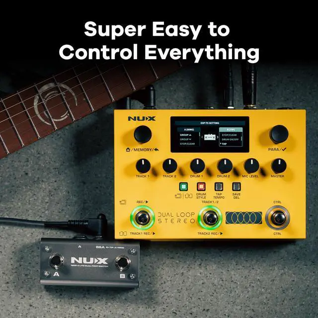 Alt view image 4 of 7 - DUAL LOOP STEREO Looper Pedal, Dual-Track Looper, Guitar Pedal for Electric Guitar, 4 Effects, 42 Rhythm Presets with 672 Rhythm Variations, 26 Hours Recording Time, 99 Phrase Memories