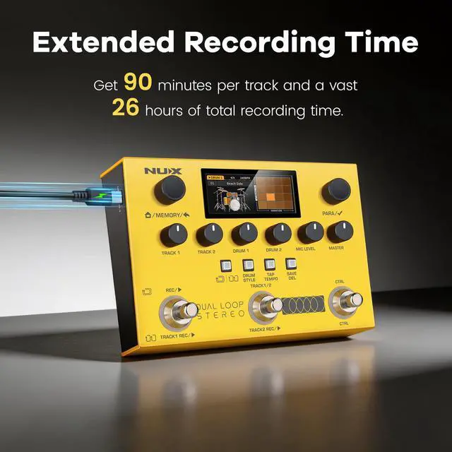 Alt view image 5 of 7 - DUAL LOOP STEREO Looper Pedal, Dual-Track Looper, Guitar Pedal for Electric Guitar, 4 Effects, 42 Rhythm Presets with 672 Rhythm Variations, 26 Hours Recording Time, 99 Phrase Memories