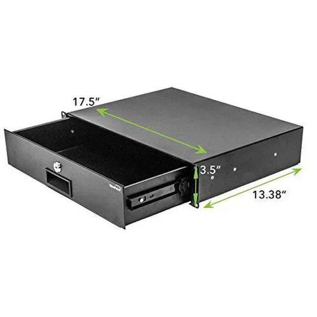 Alt view image 3 of 7 - Server Cabinet Case 19 Inch Rack Mount DJ Locking Lockable Deep Drawer with Key 2U
